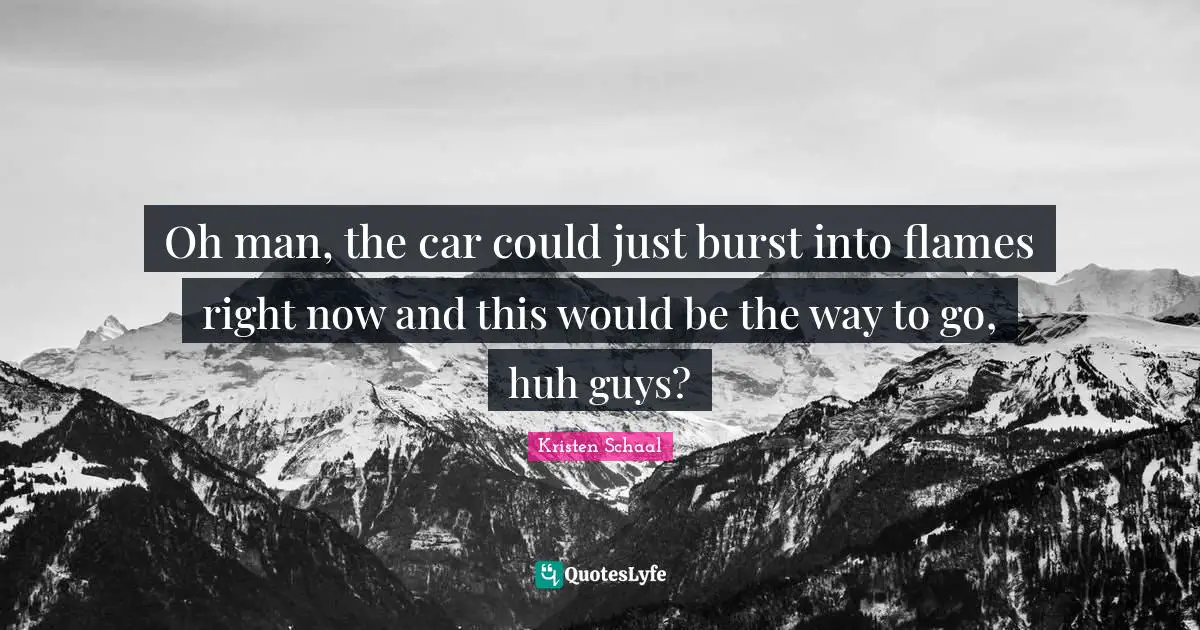 Kristen Schaal Quotes: "Oh man, the car could just burst into flames right now and this would be the way to go, huh guys?"