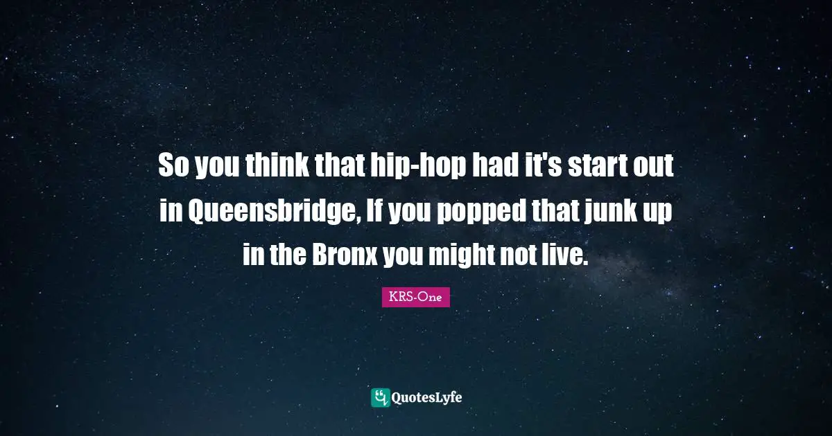 Bronx Quotes: "So you think that hip-hop had it's start out in Queensbridge, If you popped that junk up in the Bronx you might not live."