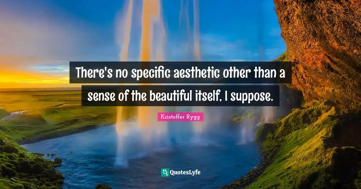 There's no specific aesthetic other than a sense of the beautiful itself, I suppose.