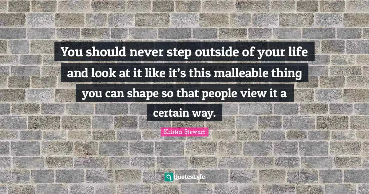 You should never step outside of your life and look at it like it’s this malleable thing you can shape so that people view it a certain way.