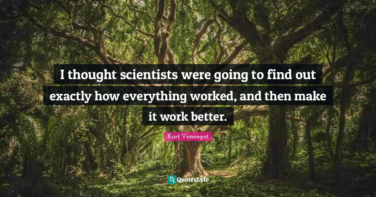 I thought scientists were going to find out exactly how everything worked, and then make it work better.