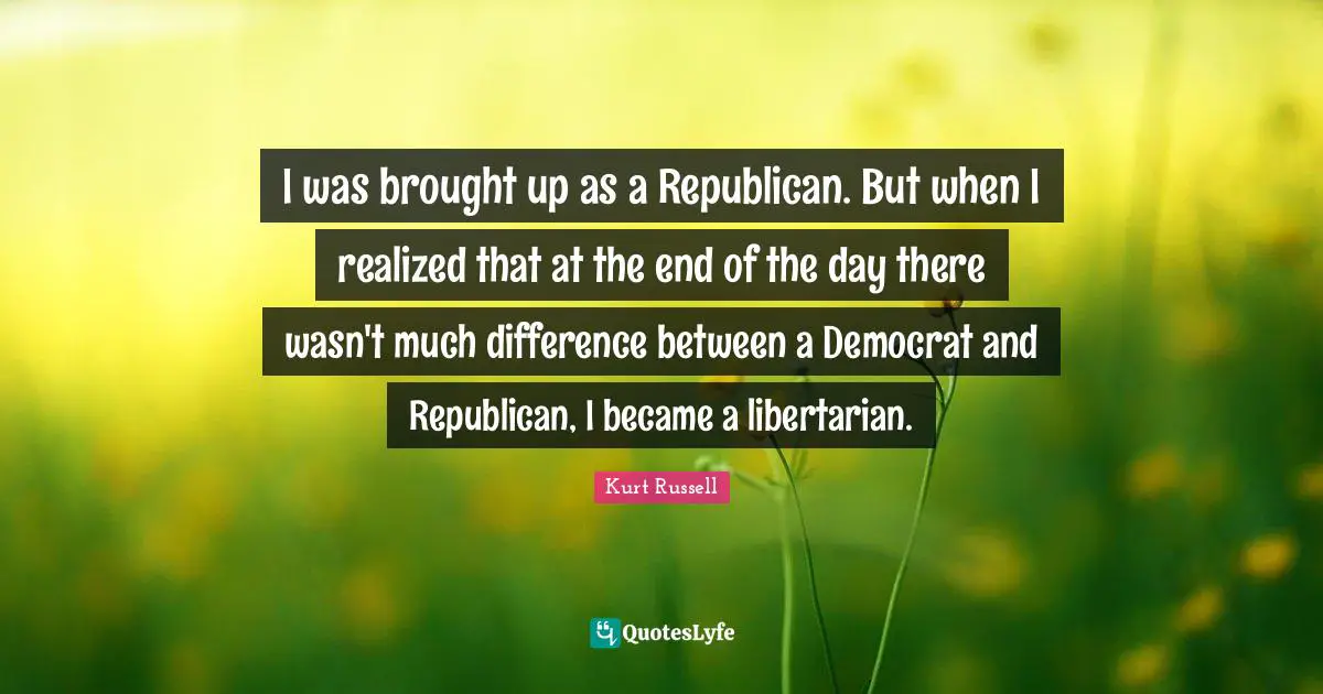 I was brought up as a Republican. But when I realized that at the end of the day there wasn't much difference between a Democrat and Republican, I became a libertarian.