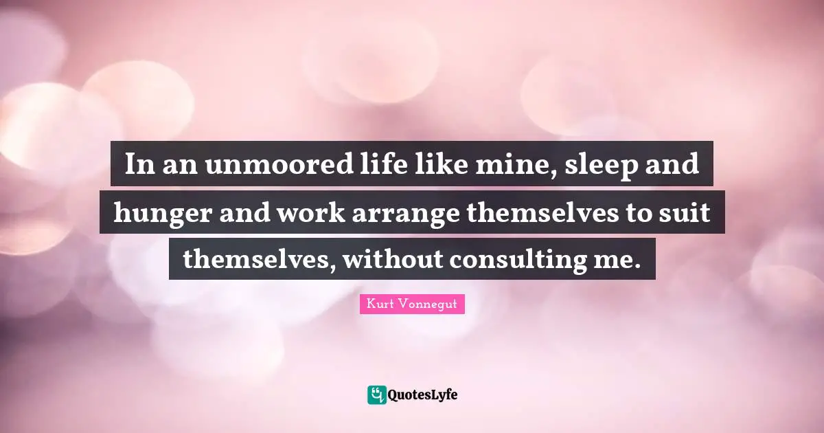 In an unmoored life like mine, sleep and hunger and work arrange themselves to suit themselves, without consulting me.