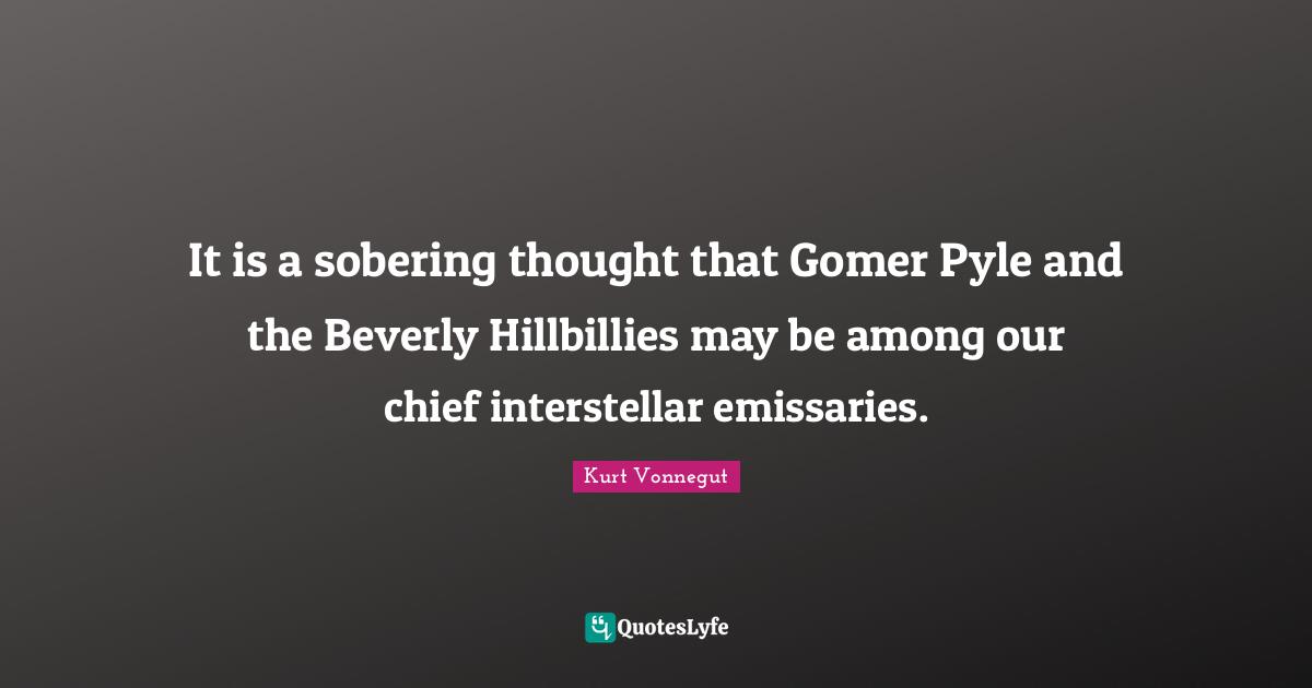 It is a sobering thought that Gomer Pyle and the Beverly Hillbillies may be among our chief interstellar emissaries.