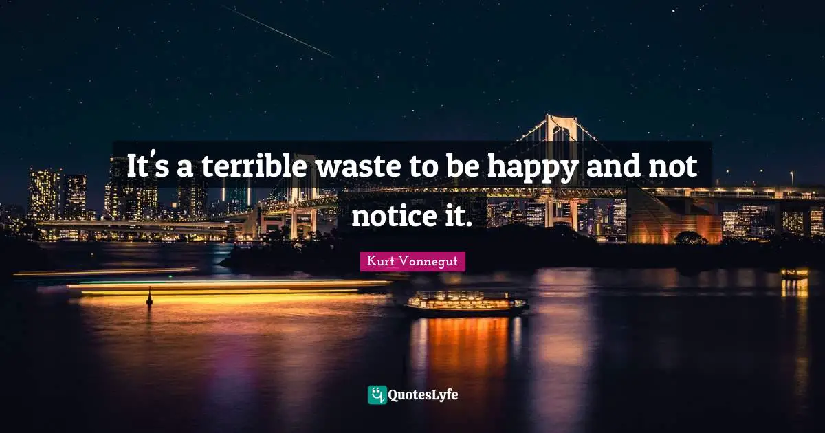 Terrible Quotes: "It's a terrible waste to be happy and not notice it."