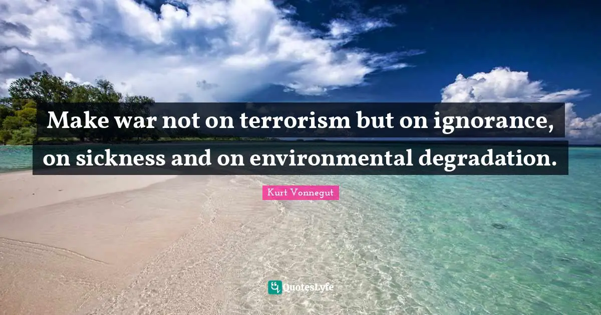 Make war not on terrorism but on ignorance, on sickness and on environmental degradation.