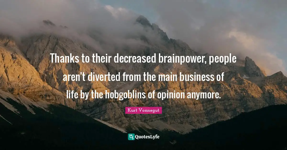 Thanks to their decreased brainpower, people aren't diverted from the main business of life by the hobgoblins of opinion anymore.