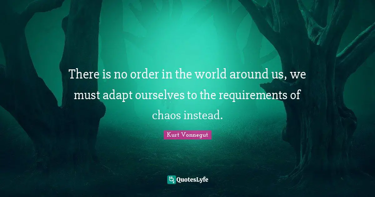 There is no order in the world around us, we must adapt ourselves to the requirements of chaos instead.