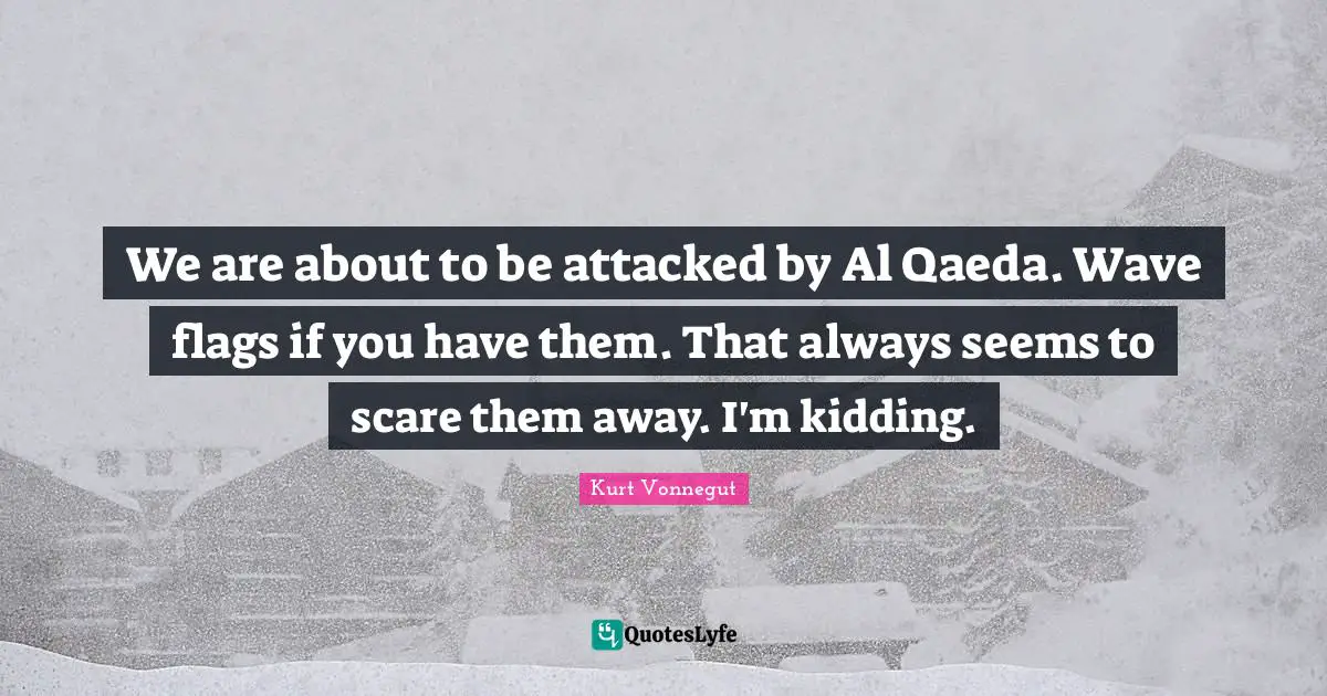 Al Qaeda Quotes: "We are about to be attacked by Al Qaeda. Wave flags if you have them. That always seems to scare them away. I'm kidding."