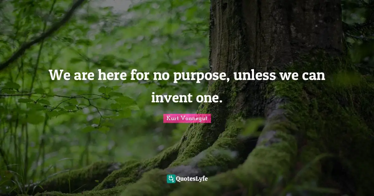 We are here for no purpose, unless we can invent one.
