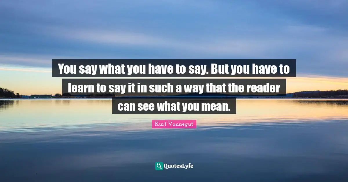 You say what you have to say. But you have to learn to say it in such a way that the reader can see what you mean.
