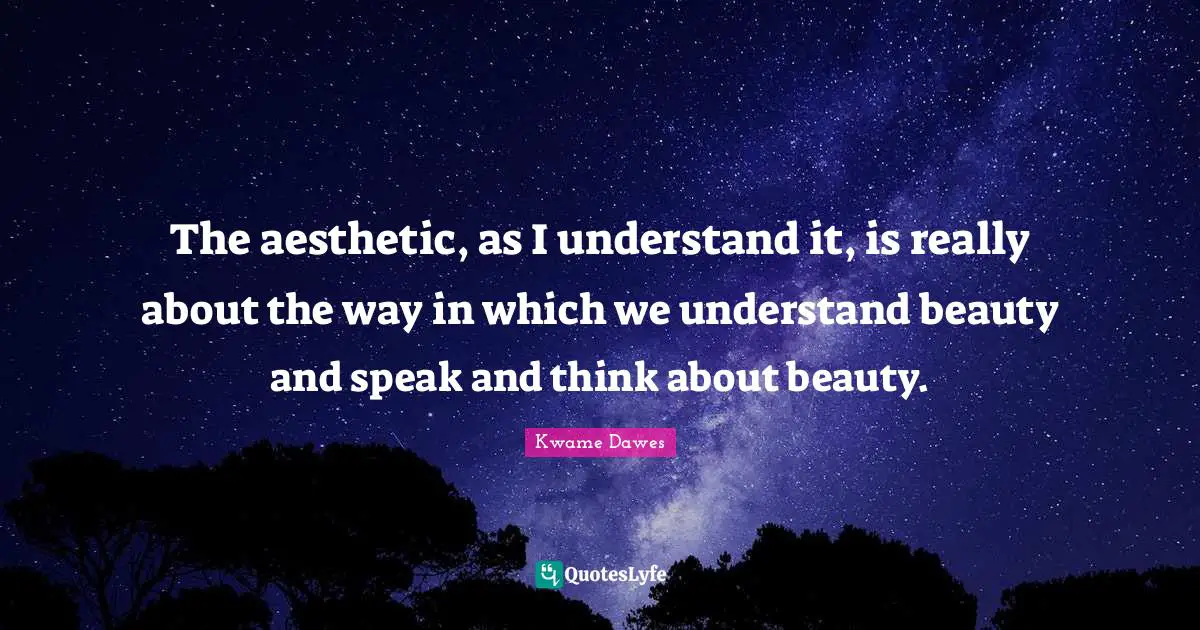 The aesthetic, as I understand it, is really about the way in which we understand beauty and speak and think about beauty.