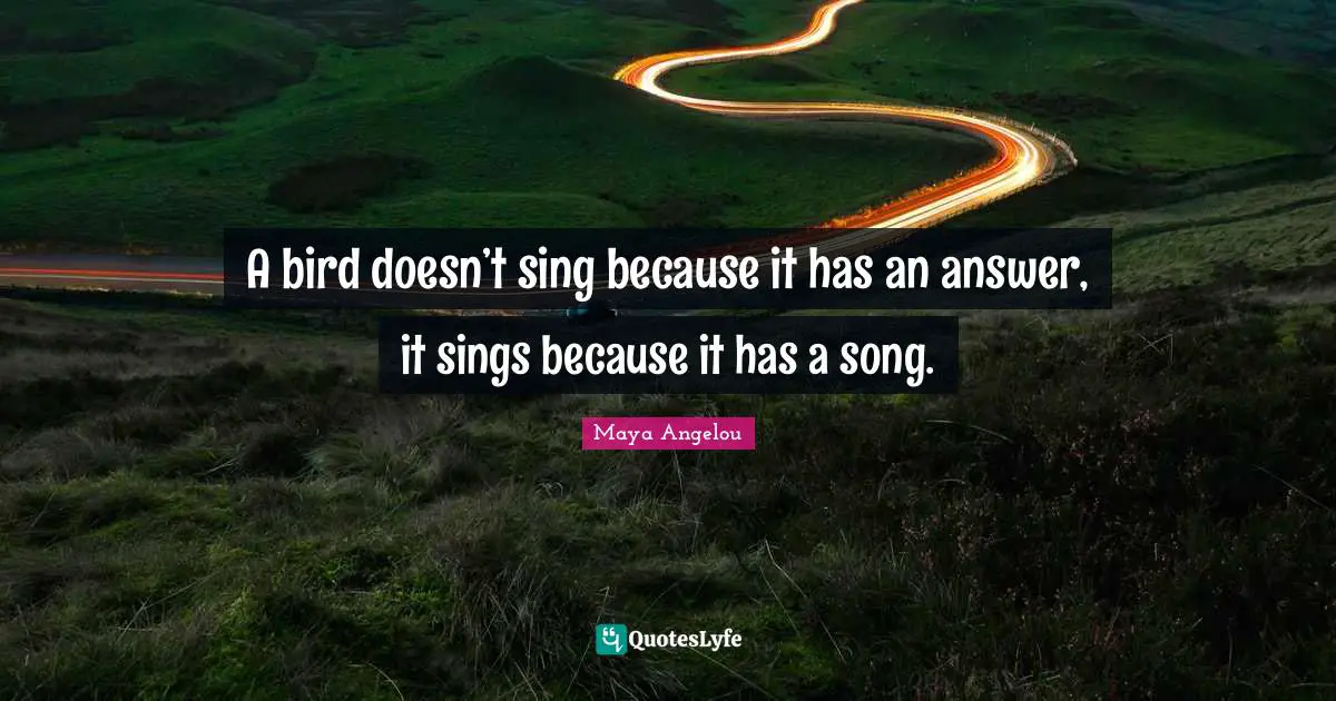 Maya Angelou Quotes: A bird doesn’t sing because it has an answer, it sings because it has a song.