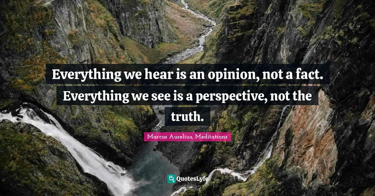 Truth Quotes: "Everything we hear is an opinion, not a fact. Everything we see is a perspective, not the truth."