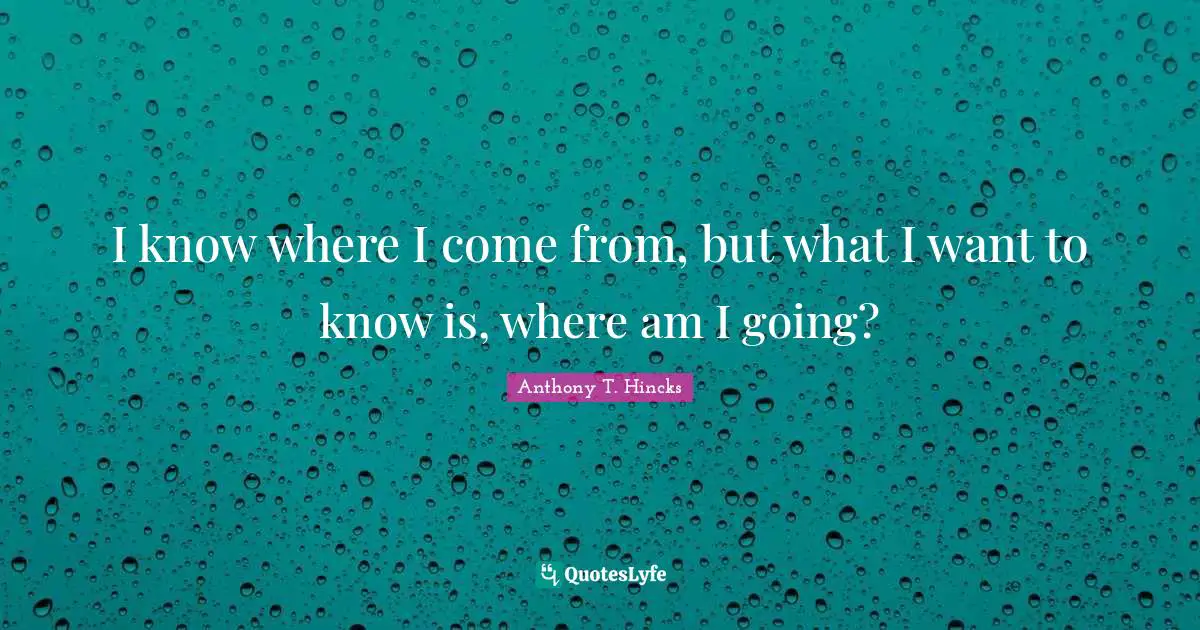 I know where I come from, but what I want to know is, where am I going?