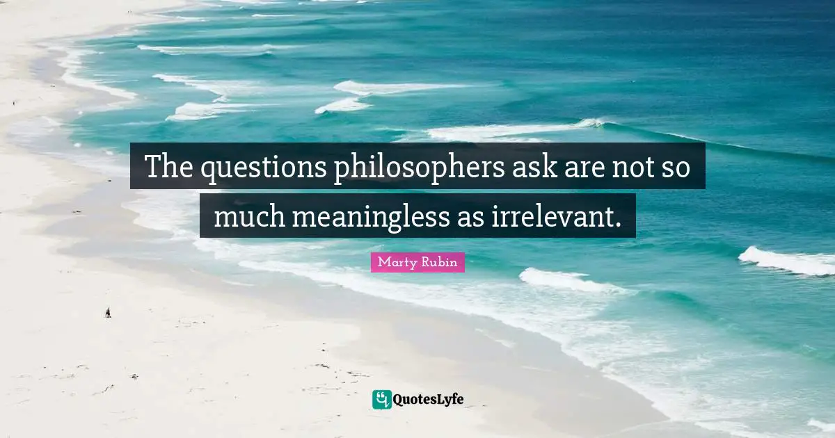 The questions philosophers ask are not so much meaningless as irrelevant.