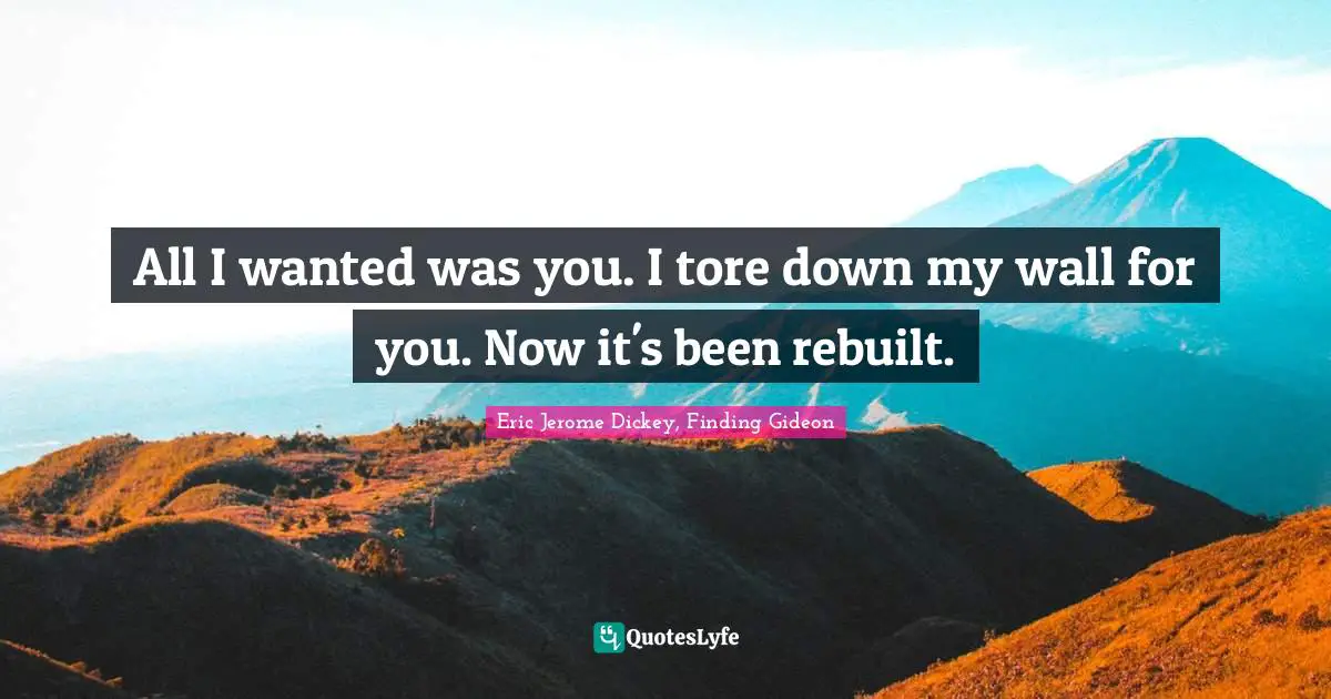 Gideon Quotes: "All I wanted was you. I tore down my wall for you. Now it's been rebuilt."