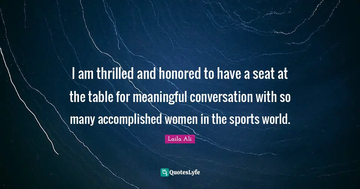 I am thrilled and honored to have a seat at the table for meaningful conversation with so many accomplished women in the sports world.