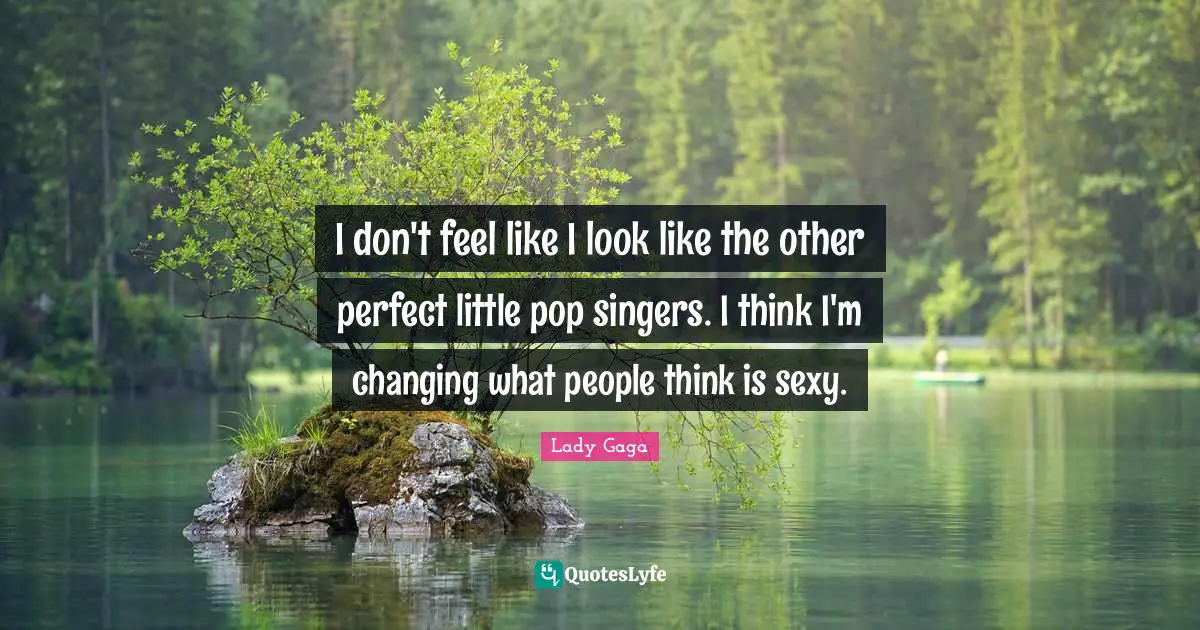 I don't feel like I look like the other perfect little pop singers. I think I'm changing what people think is sexy.