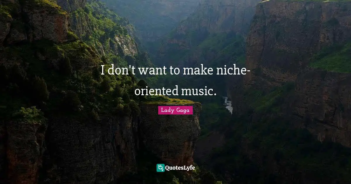 I don't want to make niche-oriented music.