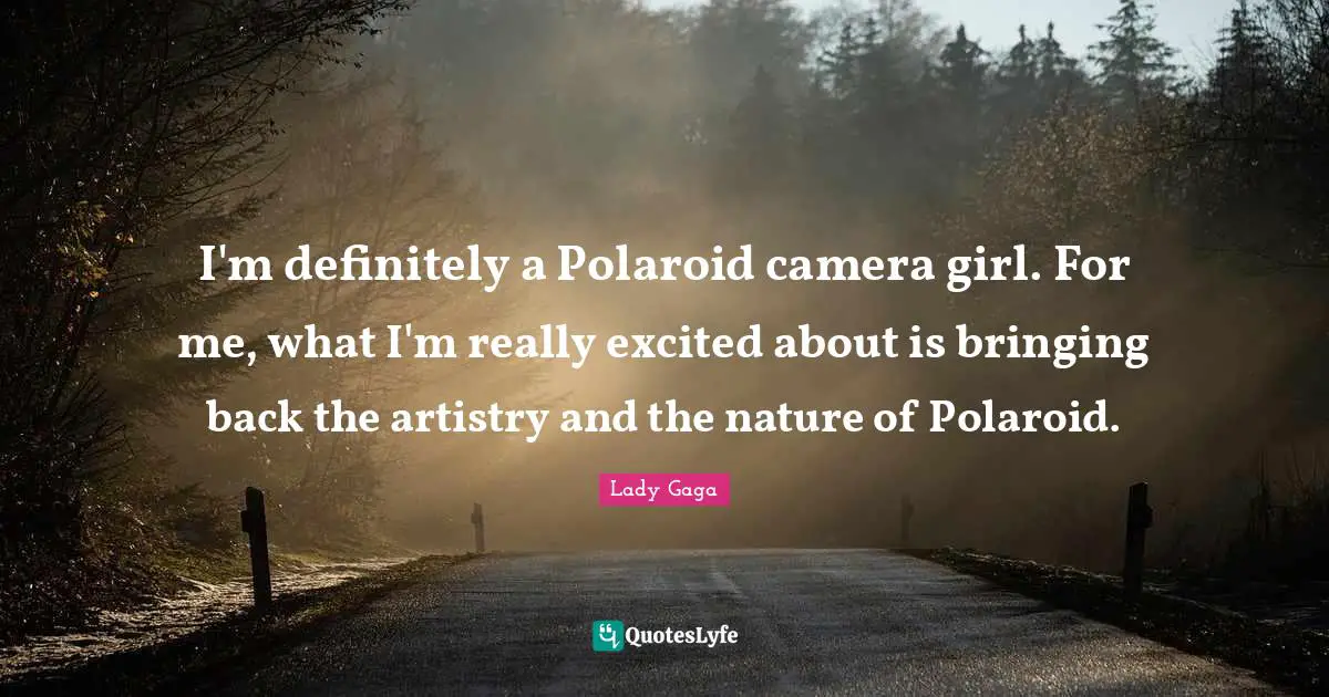 I'm definitely a Polaroid camera girl. For me, what I'm really excited about is bringing back the artistry and the nature of Polaroid.