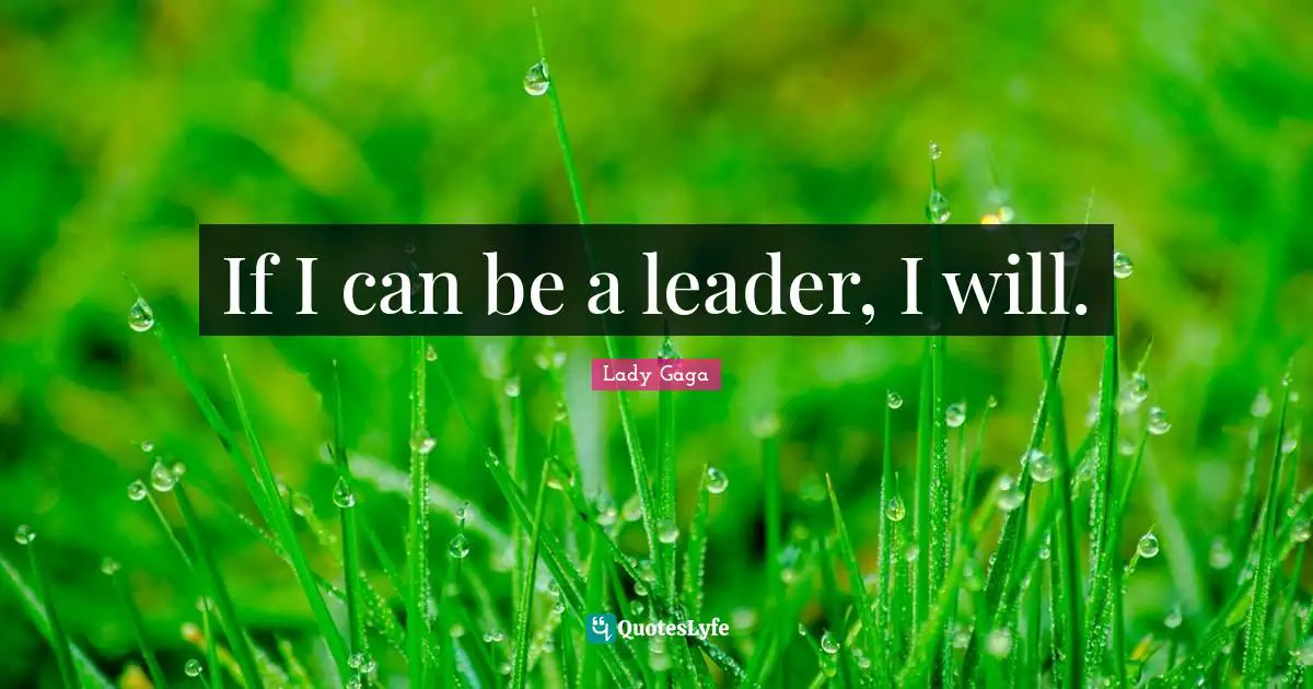 If I can be a leader, I will.