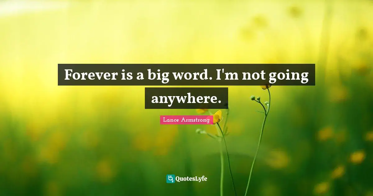 Forever is a big word. I'm not going anywhere.