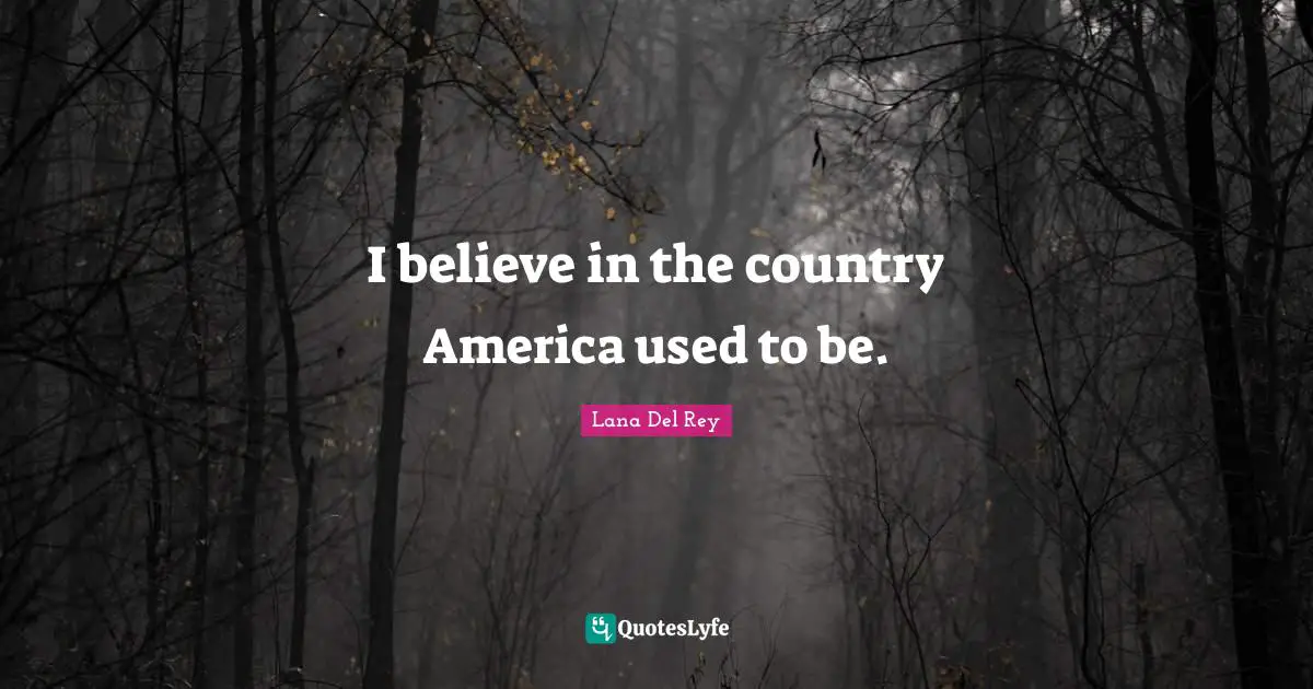 I believe in the country America used to be.