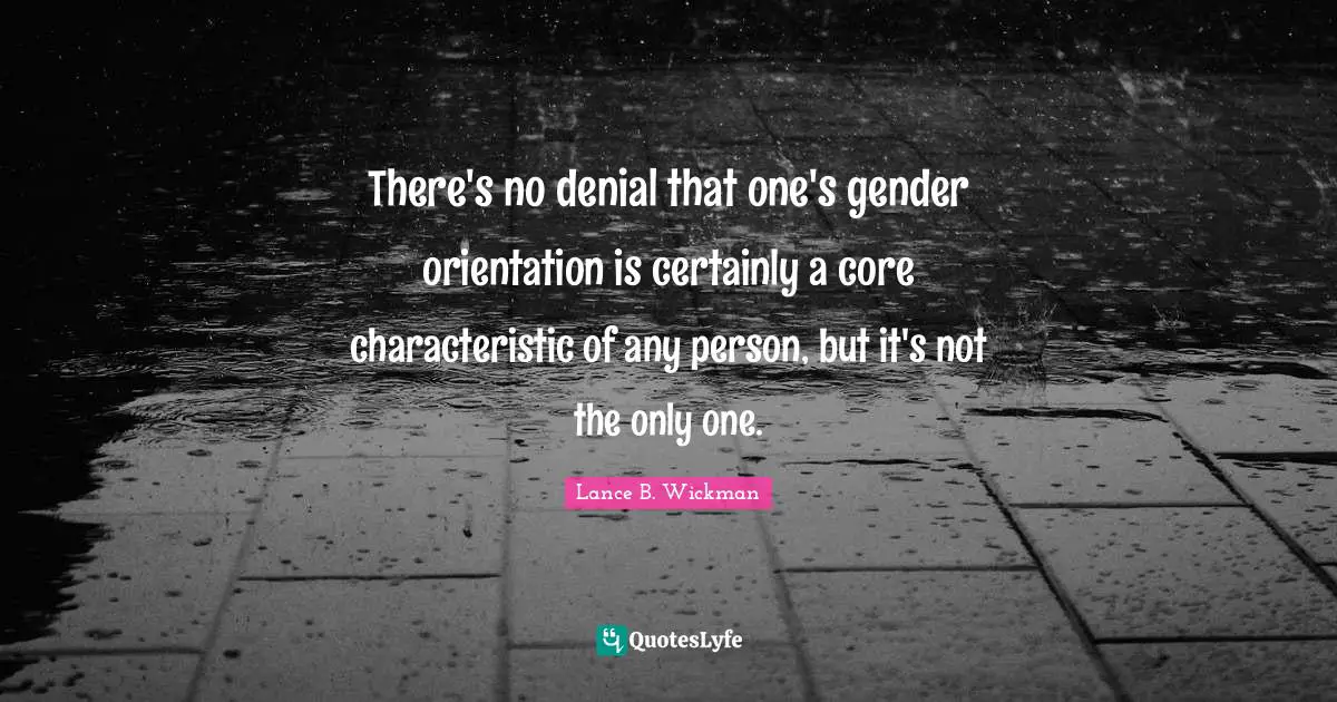 There's no denial that one's gender orientation is certainly a core characteristic of any person, but it's not the only one.