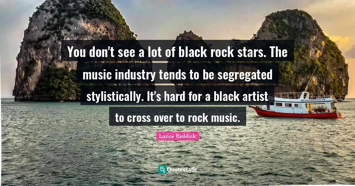 You don't see a lot of black rock stars. The music industry tends to be segregated stylistically. It's hard for a black artist to cross over to rock music.