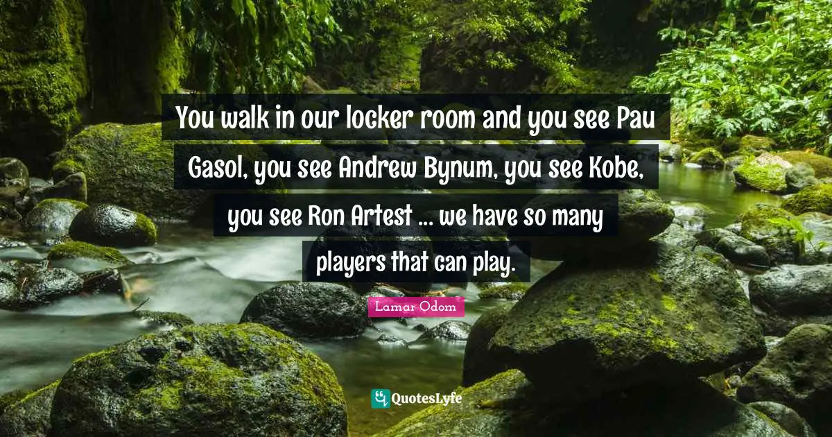 Lamar Odom Quotes: "You walk in our locker room and you see Pau Gasol, you see Andrew Bynum, you see Kobe, you see Ron Artest ... we have so many players that can play."