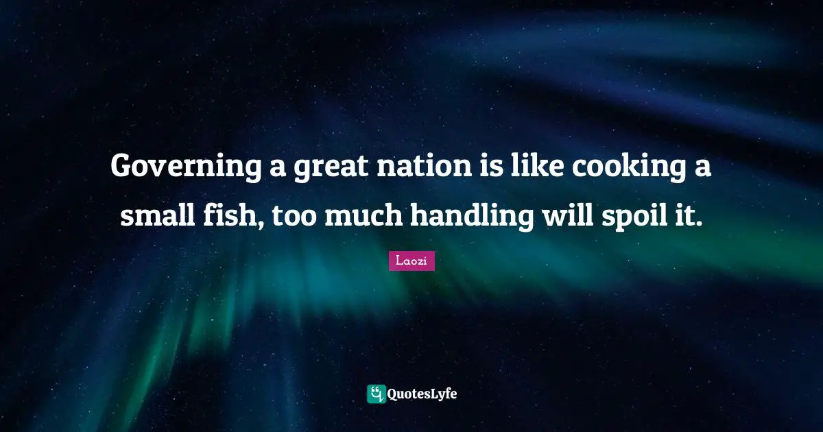 Governing a great nation is like cooking a small fish, too much handling will spoil it.