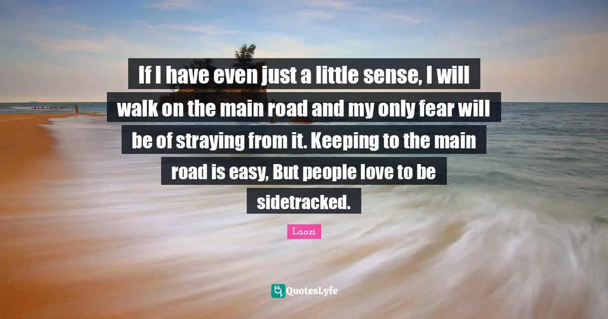 If I have even just a little sense, I will walk on the main road and my only fear will be of straying from it. Keeping to the main road is easy, But people love to be sidetracked.