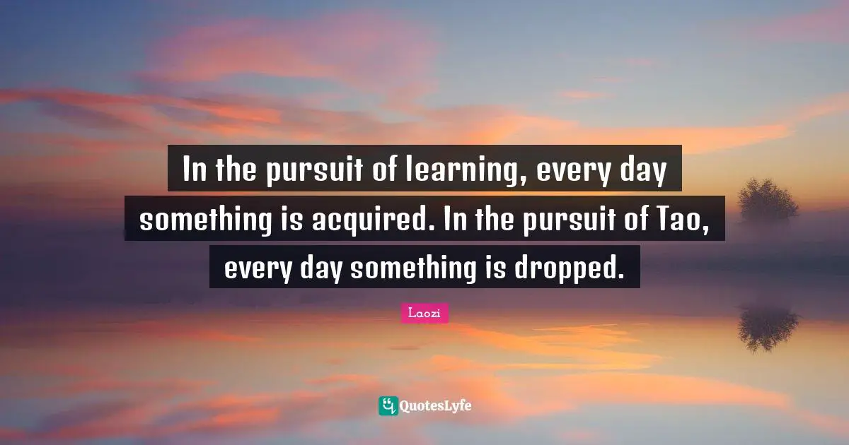 In the pursuit of learning, every day something is acquired. In the pursuit of Tao, every day something is dropped.