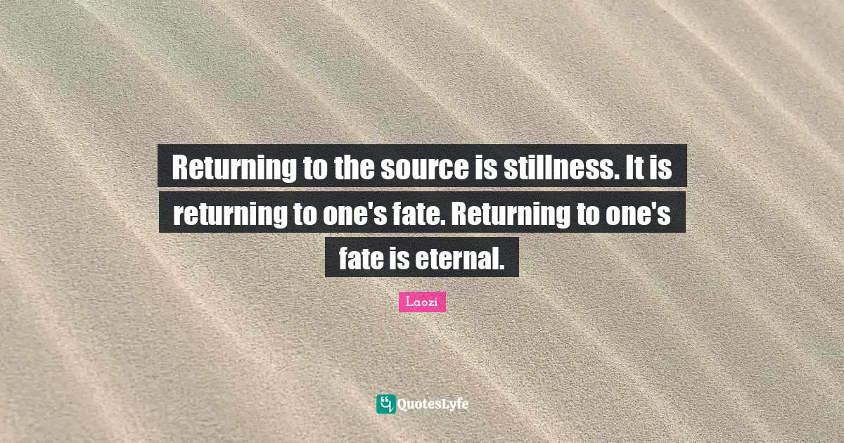 Returning to the source is stillness. It is returning to one's fate. Returning to one's fate is eternal.