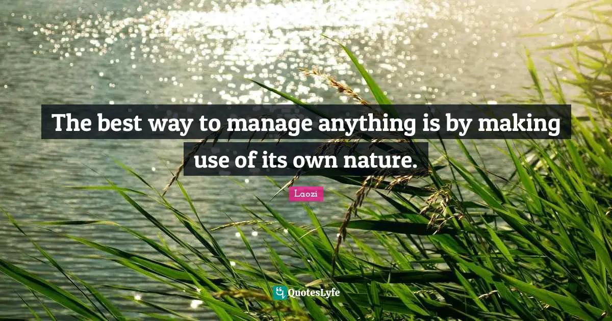 The best way to manage anything is by making use of its own nature.
