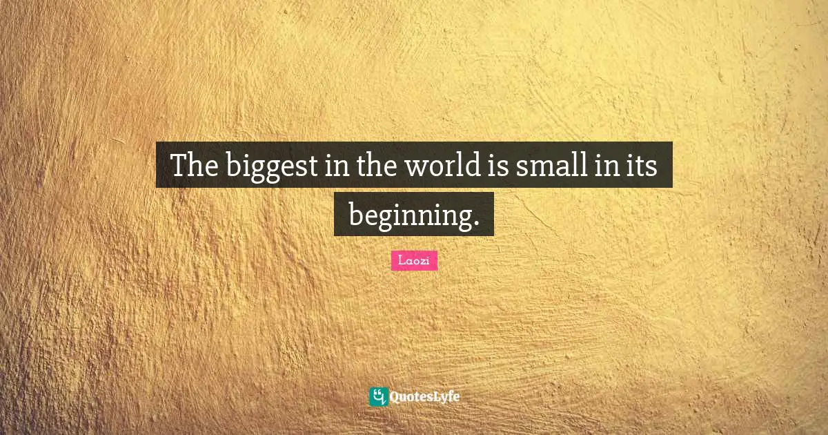 World Is Small Quotes: "The biggest in the world is small in its beginning."