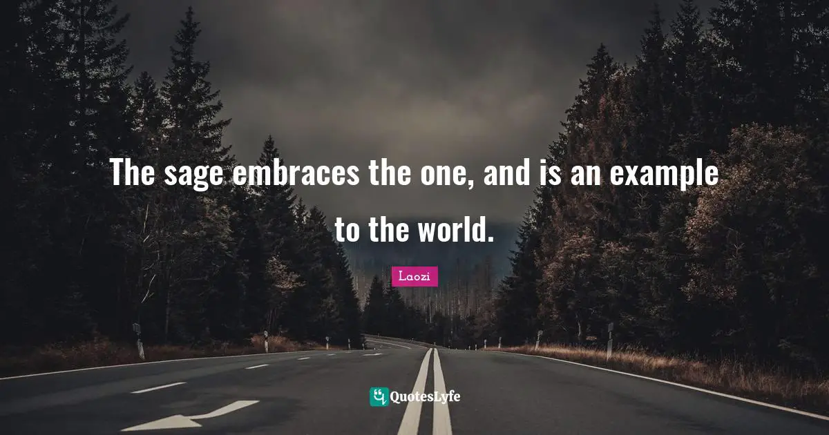 The sage embraces the one, and is an example to the world.