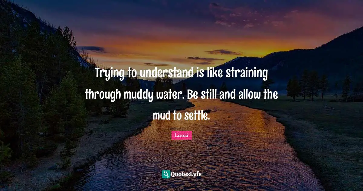 Muddy Quotes: "Trying to understand is like straining through muddy water. Be still and allow the mud to settle."