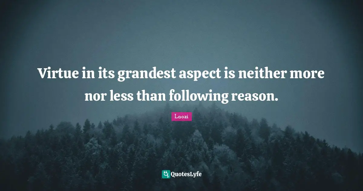 Virtue in its grandest aspect is neither more nor less than following reason.