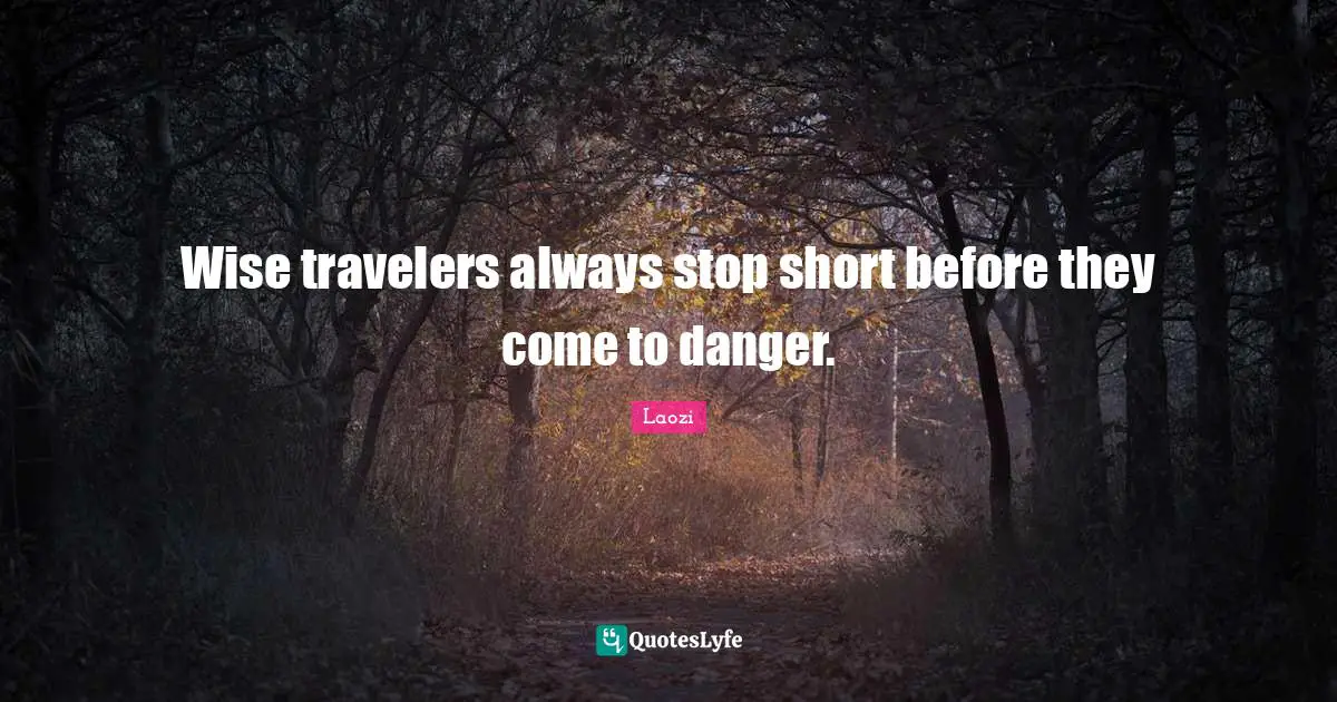 Wise travelers always stop short before they come to danger.