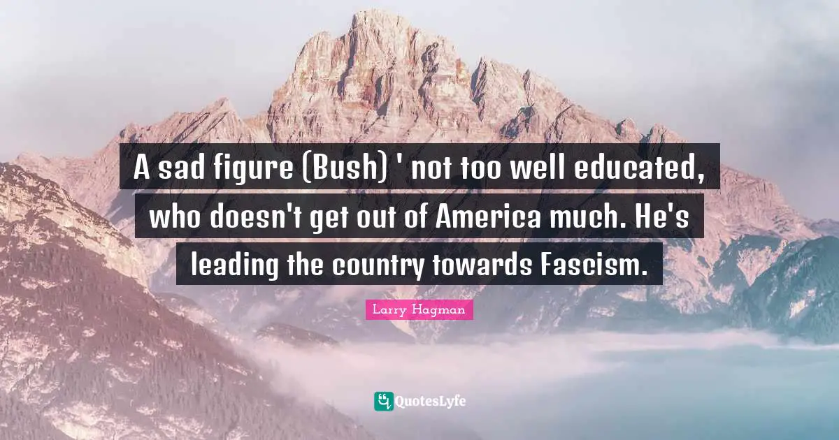 A sad figure (Bush) ' not too well educated, who doesn't get out of America much. He's leading the country towards Fascism.