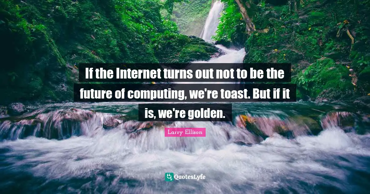If the Internet turns out not to be the future of computing, we're toast. But if it is, we're golden.
