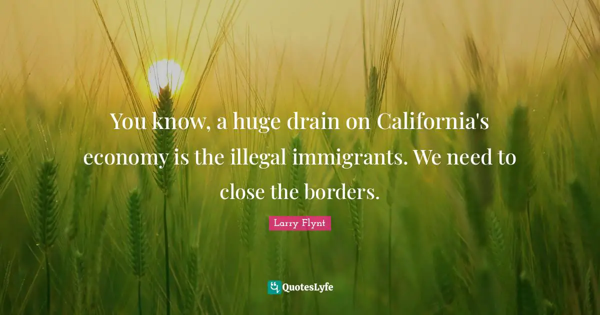 You know, a huge drain on California's economy is the illegal immigrants. We need to close the borders.