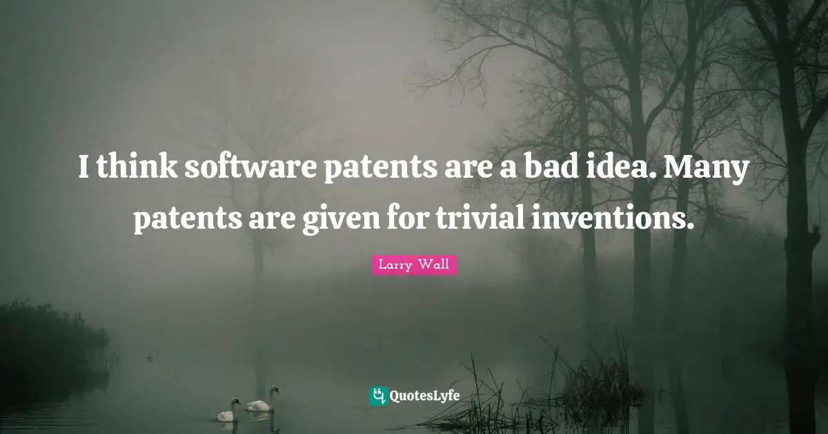 Larry Wall Quotes: "I think software patents are a bad idea. Many patents are given for trivial inventions."
