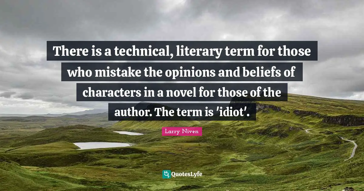 There is a technical, literary term for those who mistake the opinions and beliefs of characters in a novel for those of the author. The term is 'idiot'.