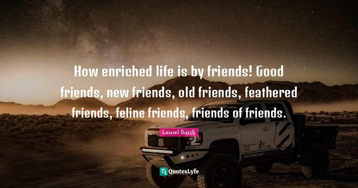 How enriched life is by friends! Good friends, new friends, old friends, feathered friends, feline friends, friends of friends.