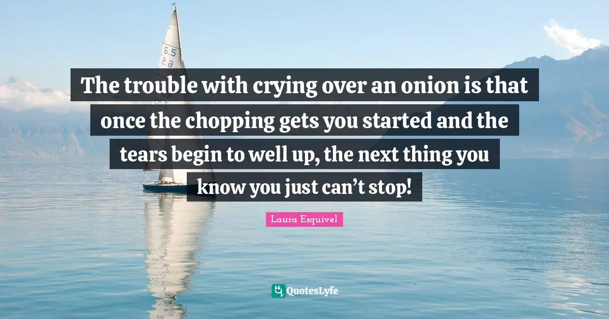 The trouble with crying over an onion is that once the chopping gets you started and the tears begin to well up, the next thing you know you just can’t stop!