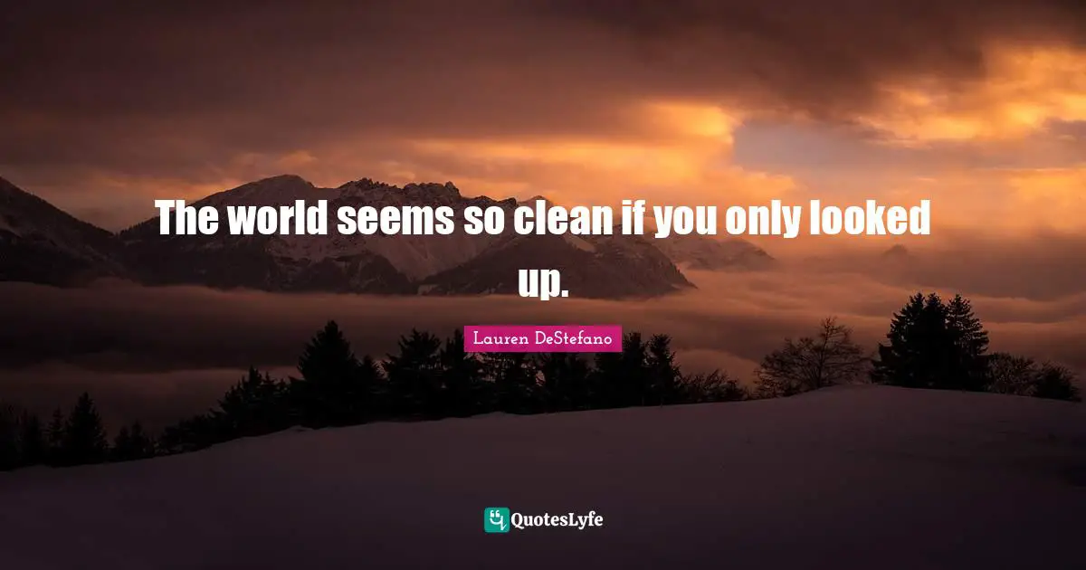 The world seems so clean if you only looked up.