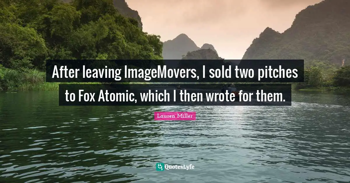 After leaving ImageMovers, I sold two pitches to Fox Atomic, which I then wrote for them.